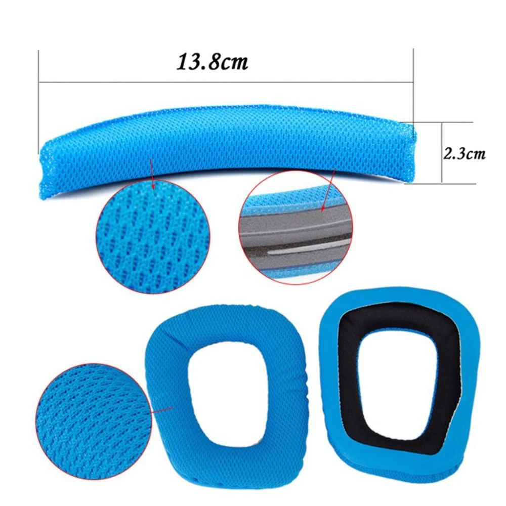 استبدال وسادات الأذن وعصابة الرأس لسماعات Logitech G35 G930 G430 F450 أجزاء إصلاح عقال وسادات الأذن وسادة ل