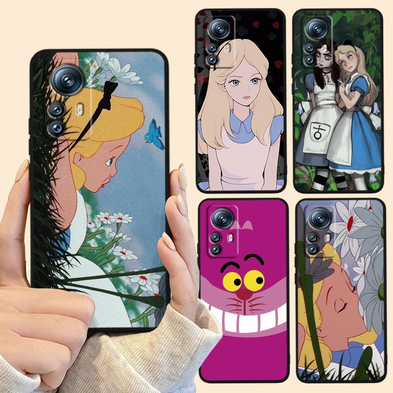 

Disney Alice Wonderland For Xiaomi Mi 14 13T 13 12T 12 11T 11i 11 10T 10 Pro Lite Ultra 5G Black Soft Phone Case