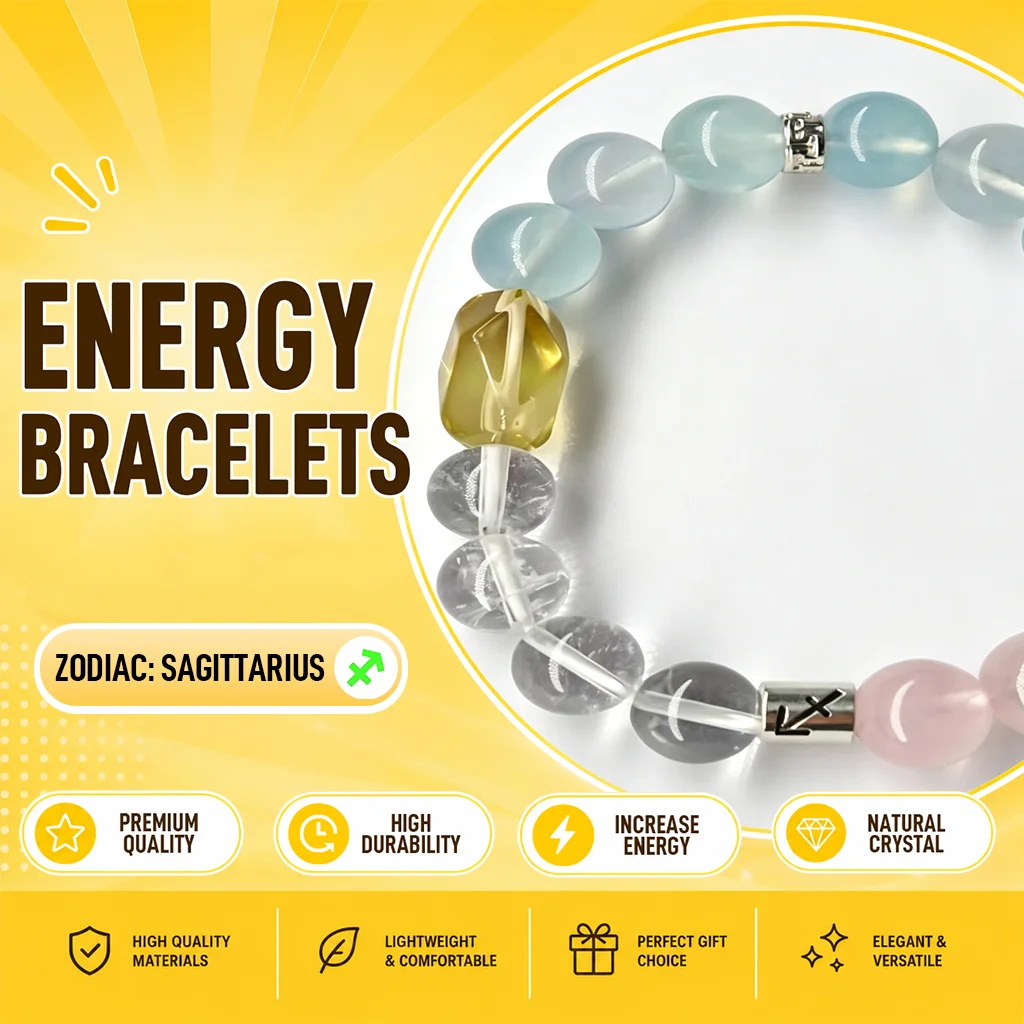 12 Constellations Sagittarius Guardian Natural Crystal Bracelet Healing Gem Beads Prosperity Positive Vibe Jewelry Gift For Her