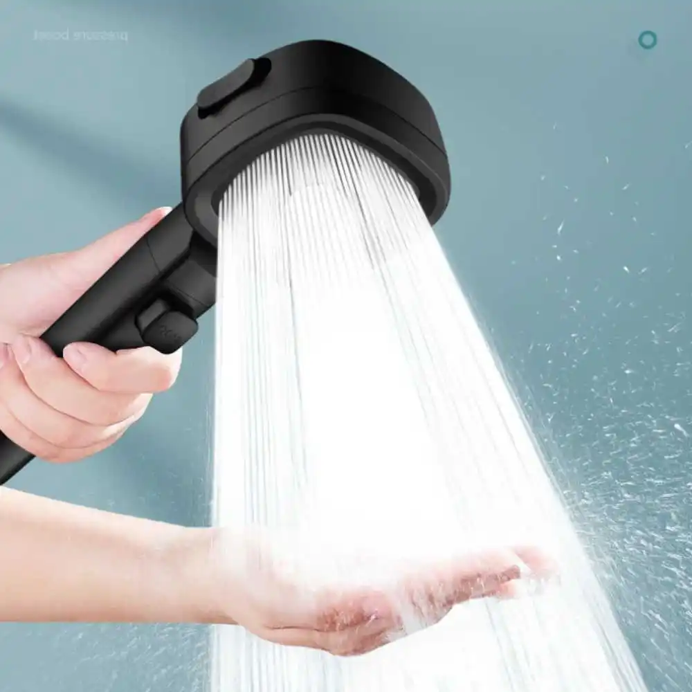 New High Pressure Shower Head Water Saving 3 Mode Shower Head Adjustable One Key Stop Water Massage Sprayer Bathroom Accessories