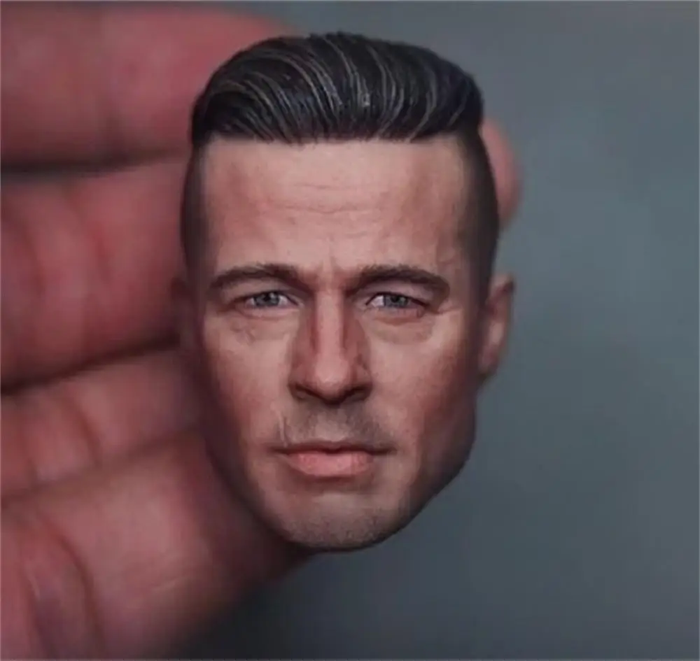 

In Stock For Sale 1/6th Male Brad Pitt Angry Version Male Head Sculpture For Usual 12inch Doll Action Figure