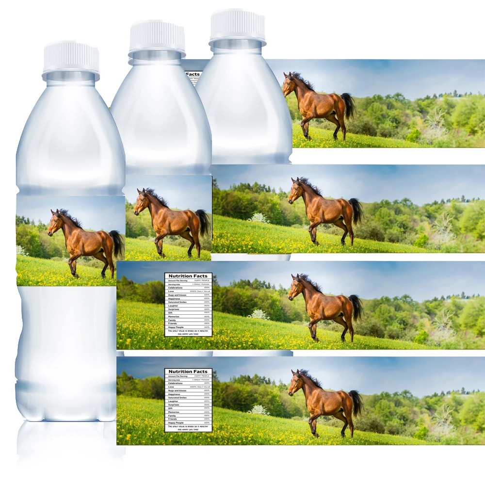 Horse Water Bottle Labels Western Cowboy Cowgirl Water Bottle Stickers Wrappers for Baby Shower Birthday Party Decorations