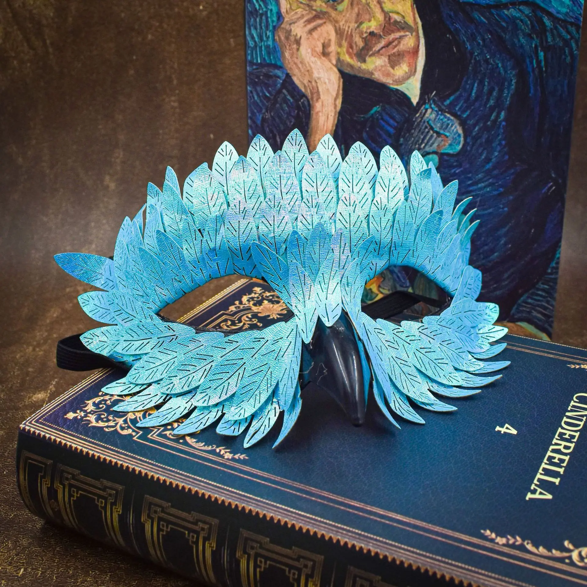 Halloween Exquisite Bird Beak Mask Masquerade Colorful Mask Carnival Black Half-Face Owl Feather Mask Animal Masks