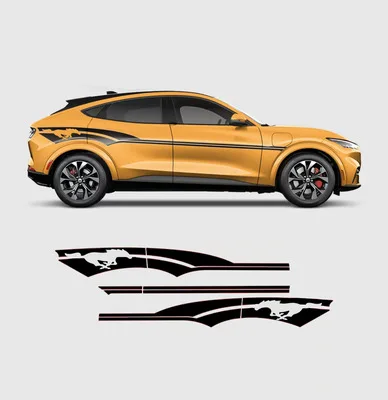 Sport Racing Waist Line Stripes Horse Sticker Graphics Skirt Decals Vinyl Wrap Decor For Ford Mustang Mach 1 Mach-E 2021 2022