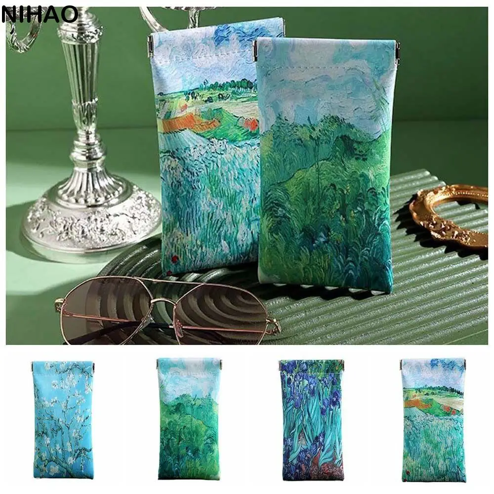 

PU Leather Self-closing Glasses Bag Print Korean Style Small Lipstick Bag Sunglasses Case Storage Pouch Bag Mini Coin Purse