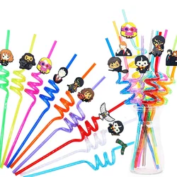 Harries Magician Straws Hermione Magic Action Figures Plastic Drinking Potters Kids Birthday Party Baby Shower Party Supplies