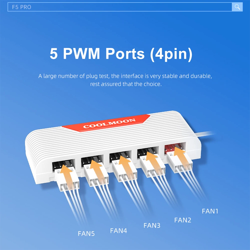 Contrôleur de ventilateur de refroidissement auto-adhésif Hub PWM 1 à 5 4 broches, séparateur de contrôleur ARGB alimenté par SATA pour ventilateur de boîtier PC