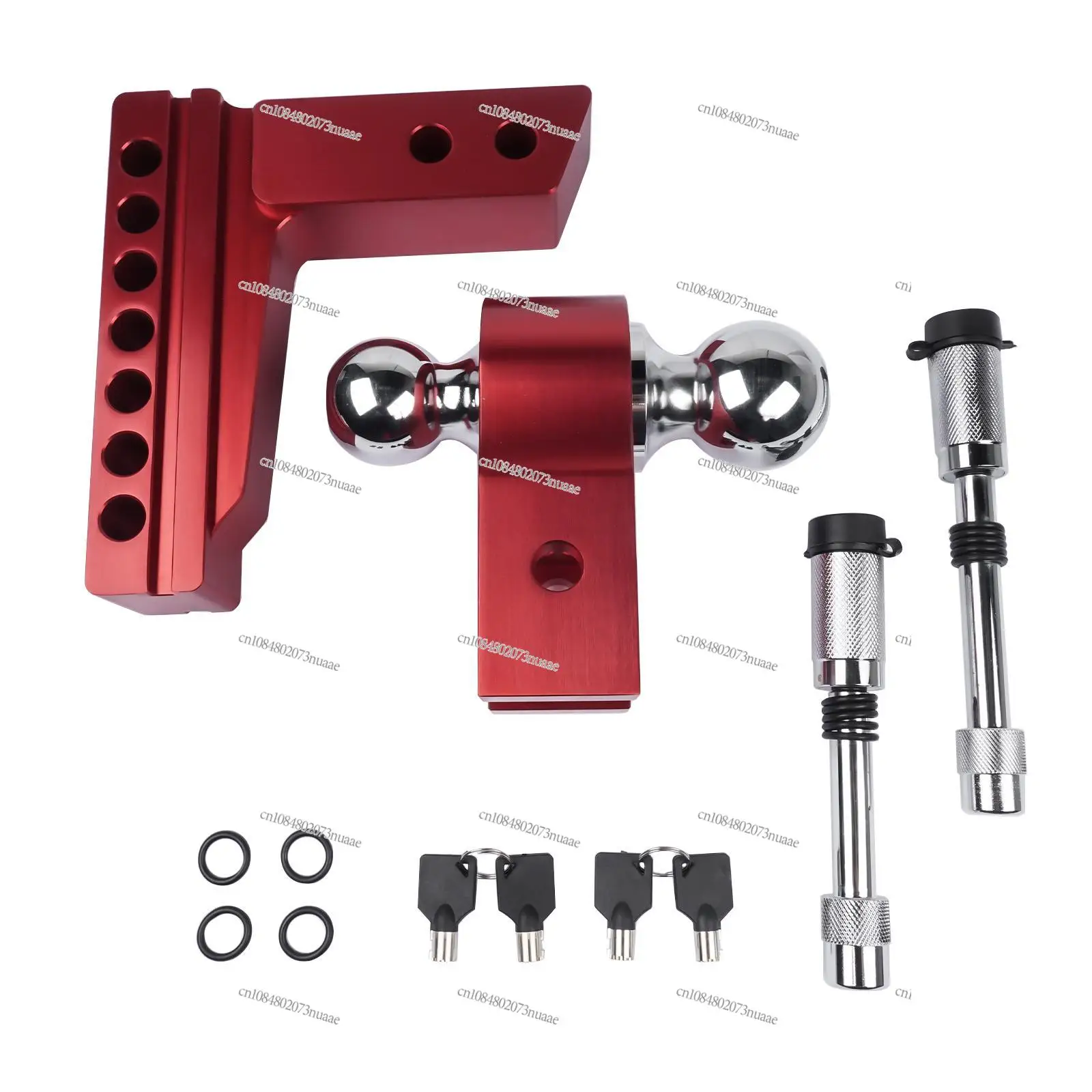 Suitable for 2-inch Receiver with Anti-theft Lock, Double Ball Installation AP03 Adjustable 6-inch Lift Trailer Hook Red