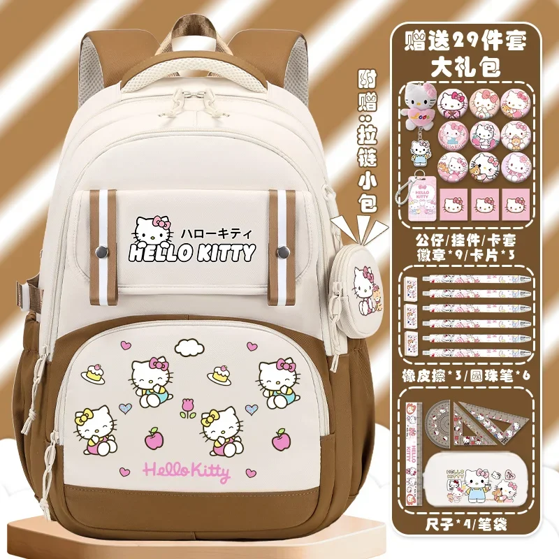 Sanrio Hello Kitty estudante mochila, desenhos animados, mochila casual leve infantil, novo