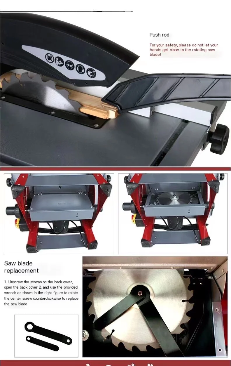 8 Inch Sliding Table Saw 220V Electric Woodworking Dustproof Cutting Machine Multi-Function Angle Adjustable 210MM Wooden Saw