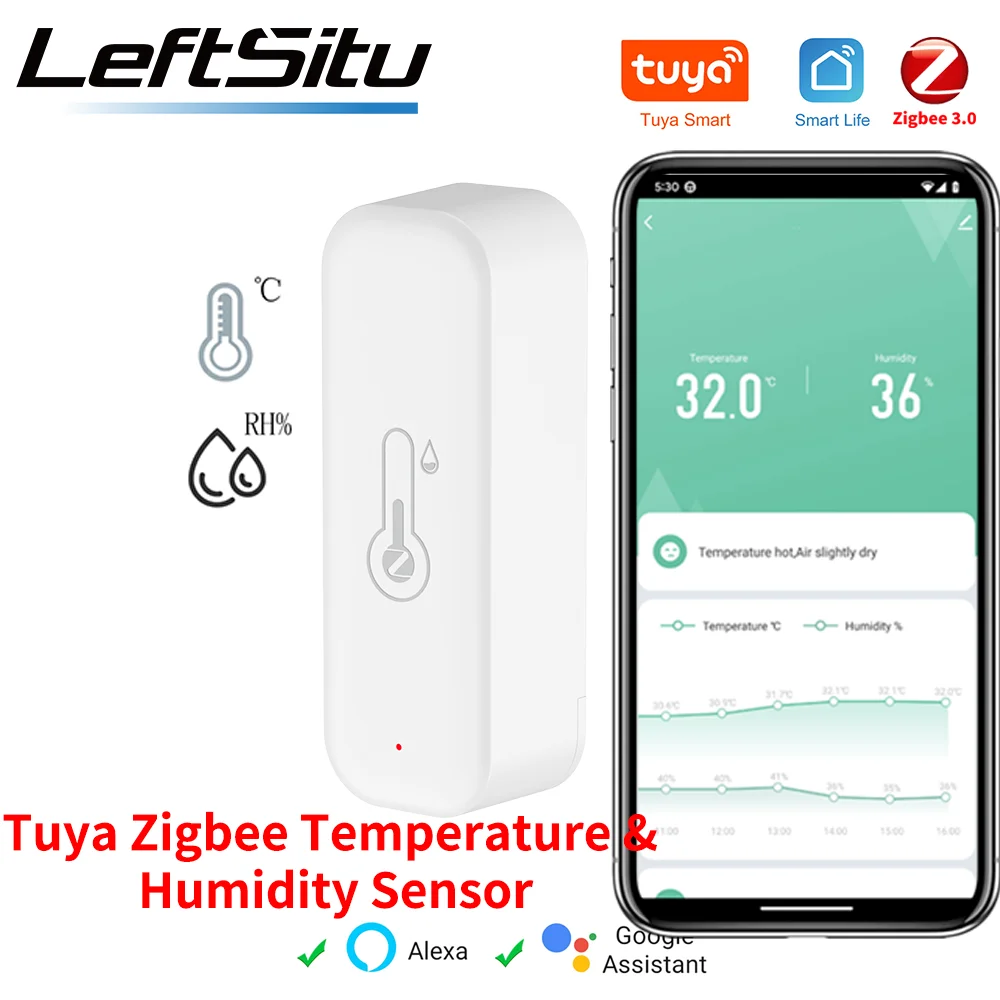 Tuya Zigbee 3.0  Temperature and Humidity Smart Home Thermometer Hygrometer APP Remote Alarm Work with Alexa Google Home