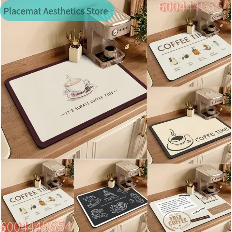 American Style Coffee Machine Drain Mat Quick Drying Mat Water Absorption Home Kitchen Bar Mat Heat Stain Resistant Placemat