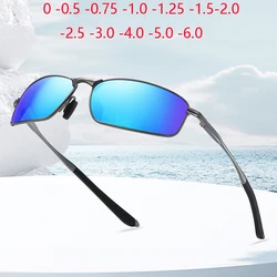 Outdoor Angeln Fahren Quadratische Kurzsichtige Sonnenbrille mit Dioptrien Blendschutz UV400 Kurzsichtige Brille 0 -0,5 -0,75 bis -6,0