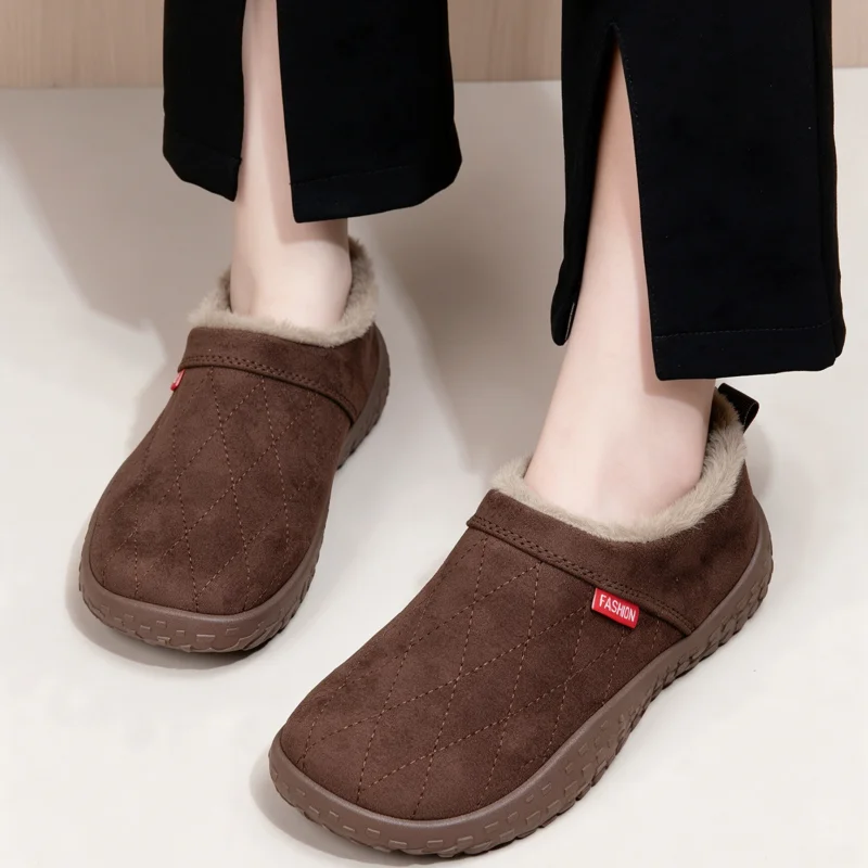 Winter Women's Short Ankle Boots with Indoor Plush Fabric These Fluffy Plush Boots Are Perfect for Indoor Wear and Provide Warmt