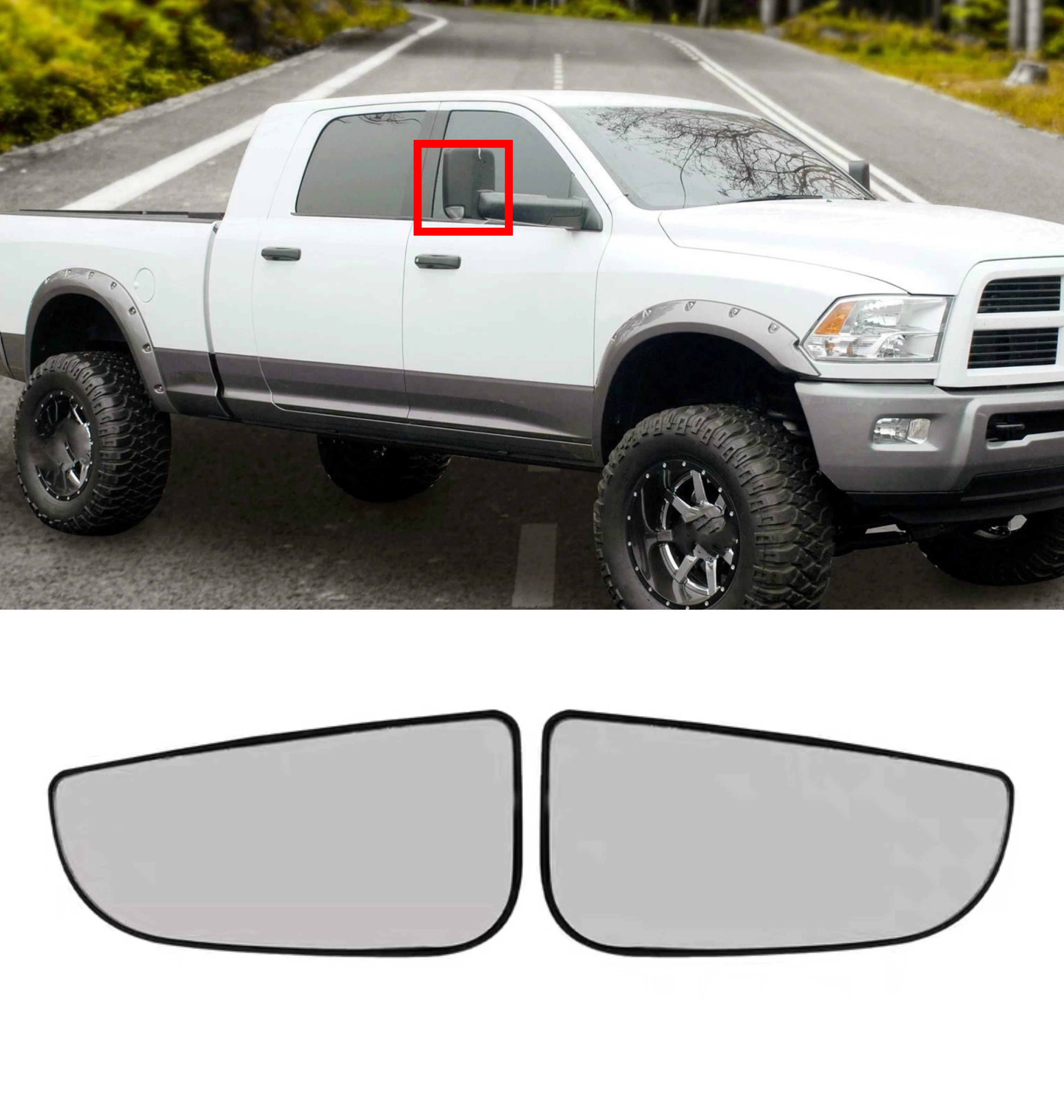 

Car Side Tow Mirror Spotter Lower Glass for Dodge Ram 1500 2500 3500 4500 5500 2010-2020 Not Heated