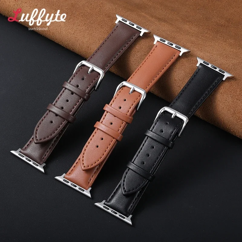 Leather Watch Straps for Apple Watch Band 44mm 49mm 45mm 40mm 41mm 42 46mm Sport Bracelet IWatch Series Ultra 10-9-8-7-SE-6-5-4