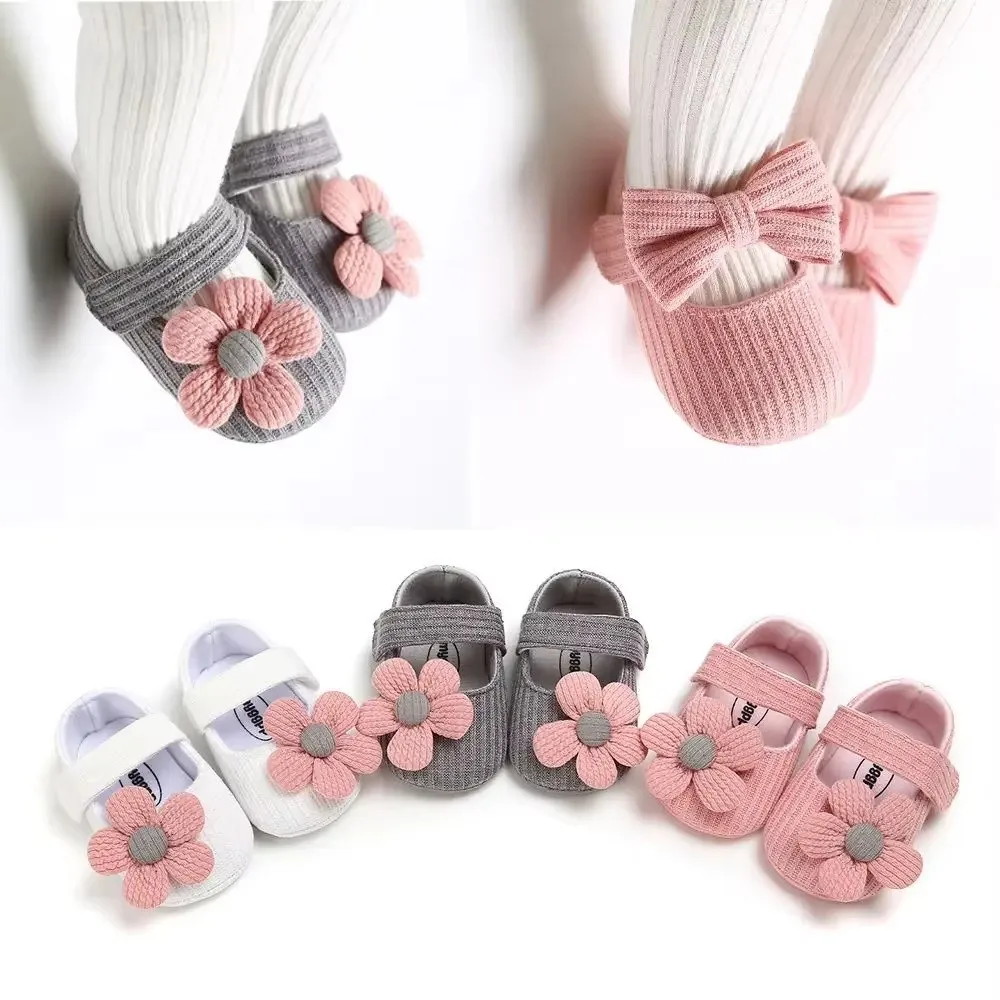 

New Anti-slip Cotton Shoes Bow Soft Princess Shoes Flower Infants Prewalkers Girls