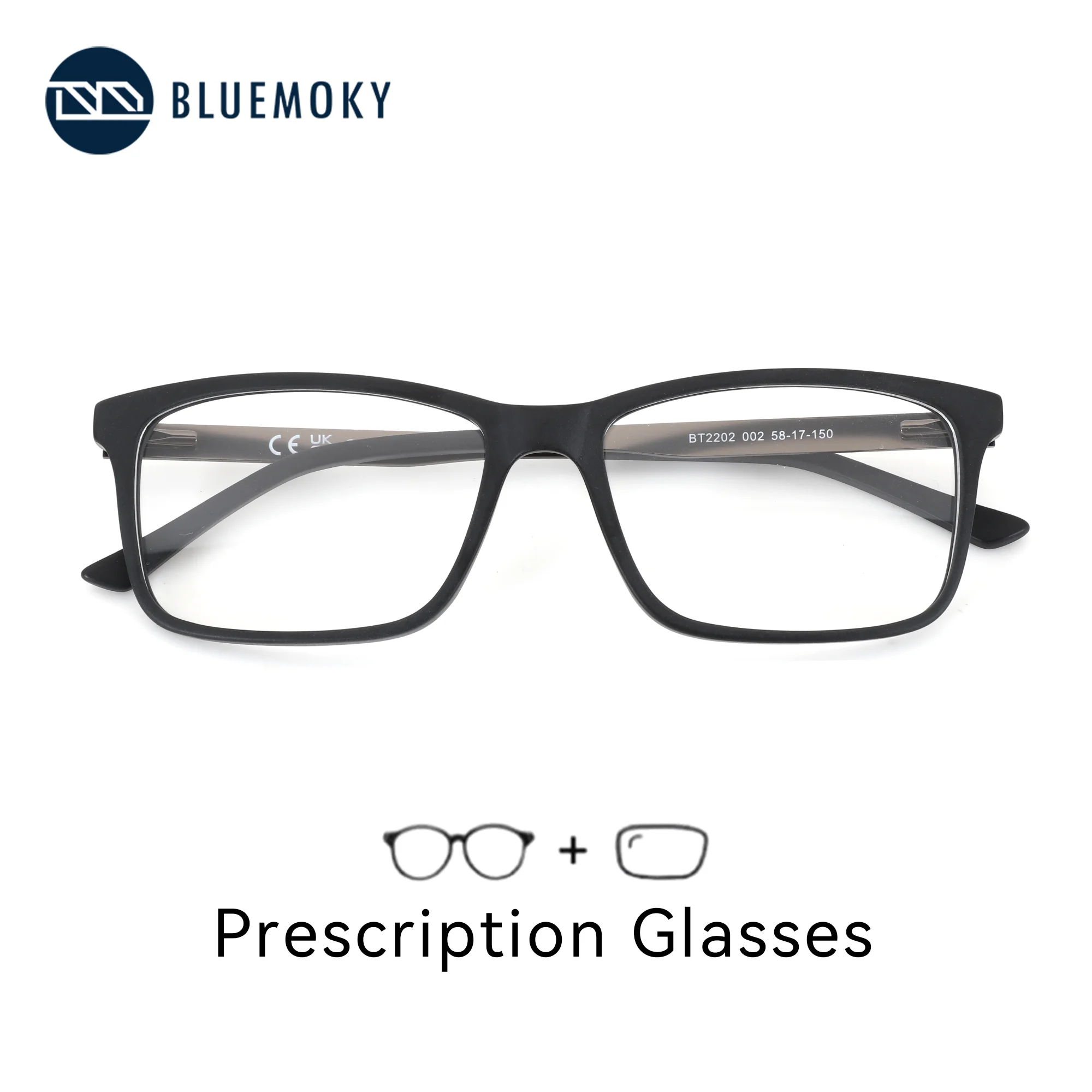 BLUEMOKY L Size Modish Rectangle Glasses For Men Anti Blue Light Progressive Myopia Lenses Prescription Eyewear