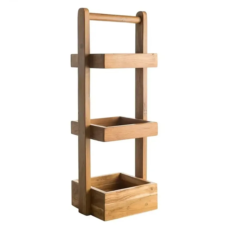 Custom Wall Mounted Wooden Triple Shelf Teak Bracket
