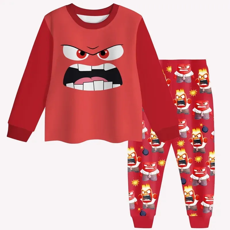 

Inside Out 2 clothes baby girls long sleeve pajama sets toddler boys nightwear kids cute joy sadness pyjamas children pijama set