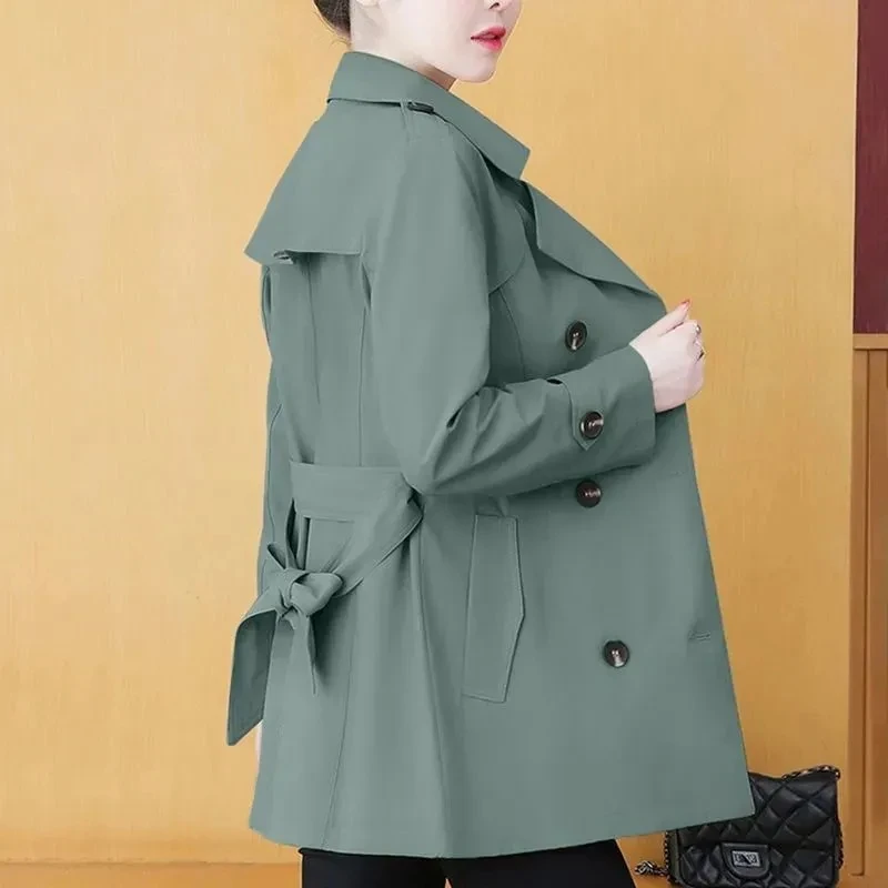 Women's Windbreaker 2025 Spring Autumn New Korean version Fashion Slim Trench Coat Double-breasted Female Casual Long Overcoat