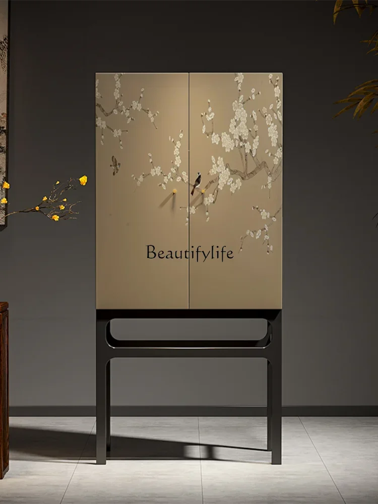 

06Chinese Solid Wood Side Cabinet Custom Storage Household Modern Light Luxury Household Entrance Cabinet