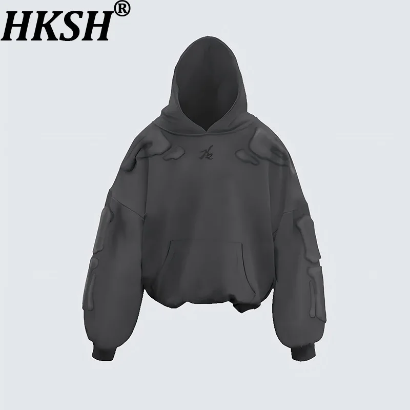 

HKSH Skeleton 3D Embroidery Hoodie American High Street Jacket Spring Autumn New Man Tide Punk Hoodie Unisex Streetwear HK10304