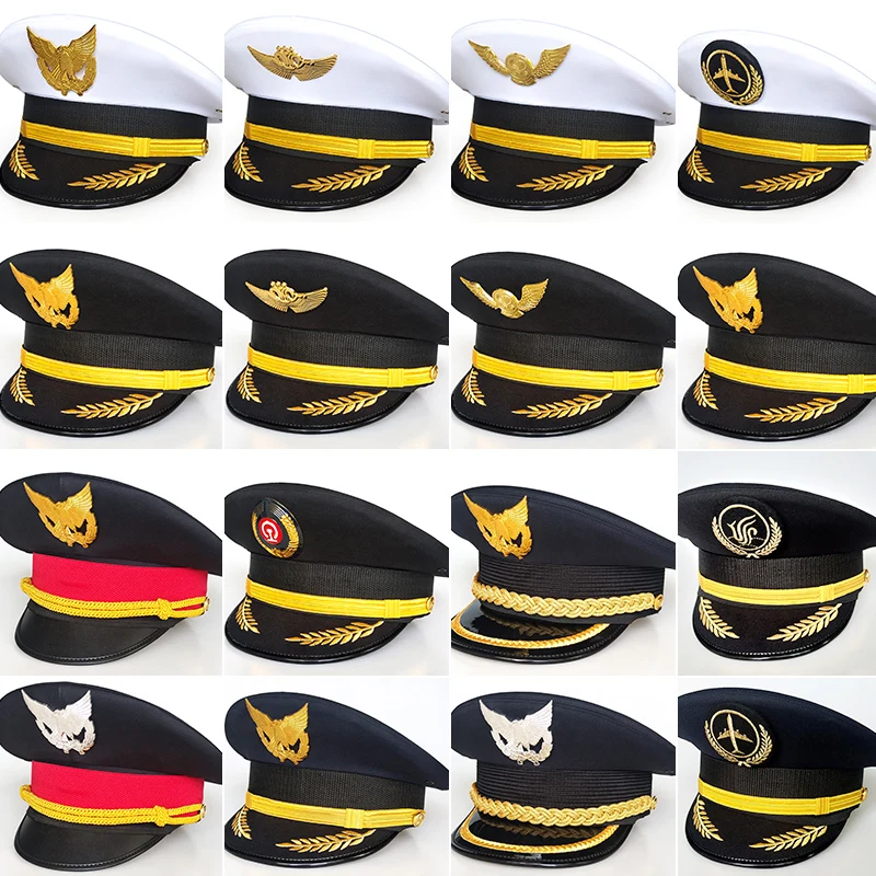 Designer originale di marca Capitano Big Cornice Cap Pilota dell'aviazione Sicurezza Ferrovia Big Cap Vendita calda