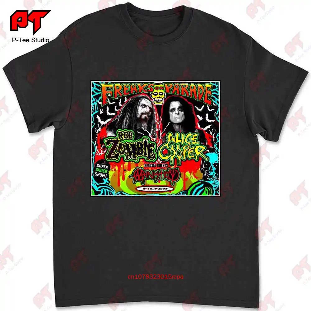 Rob Zombie Alice Cooper Ministry Filter Freaks On Parade 2023 T Shirt WJO2