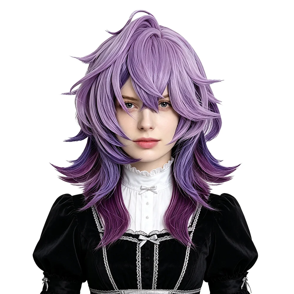 Durin Cosplay Wig Anime Purple Gradient Layered Shaggy Wig Heat Resistant Synthetic Hair For Halloween Party Costume Unisex