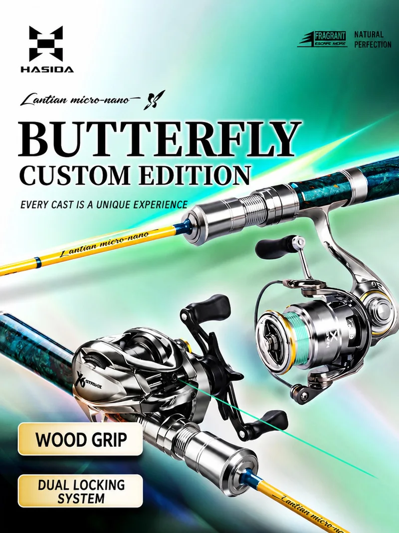 Hastar Butterfly Custom Ultralight Lure Rod, UL Ultra Soft Solid Tip Stream Minnow Casting Rod with Solid Wood Handle