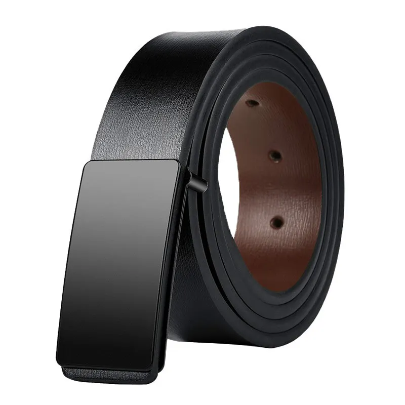 Hot Sale Men's Belts Smooth Buckle PU Leather High Quality Men's Belts Casual Business Jeans Black Waistband 3.3cm Ceinture