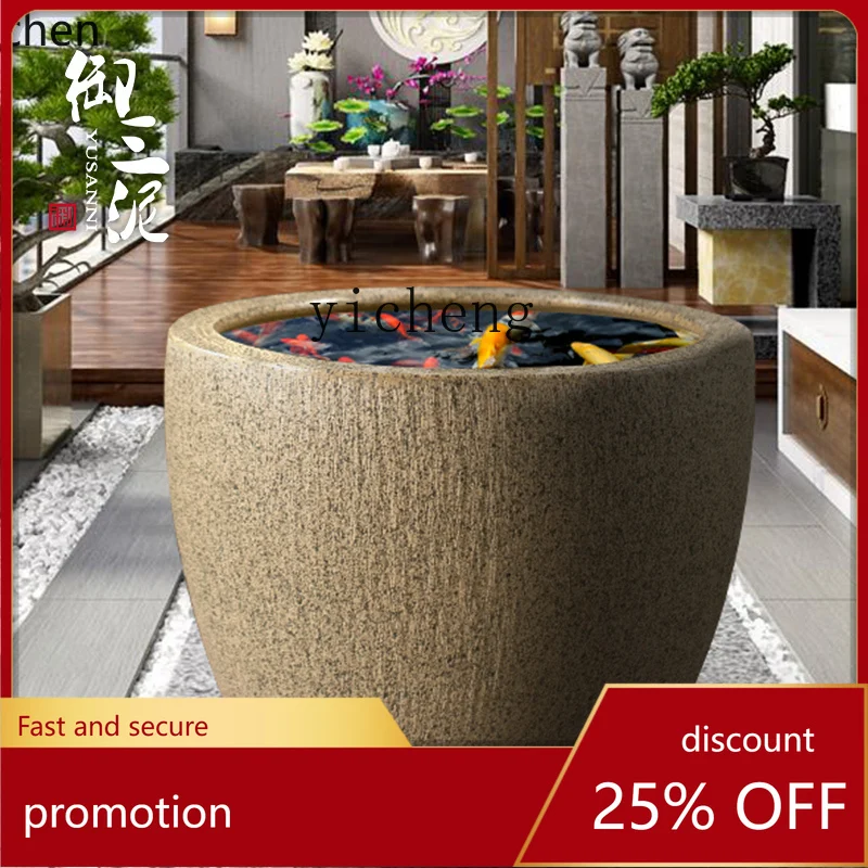 

HXL ceramic floor ornament courtyard garden extra large tank handmade large round jar water tank large flower pot fish tank