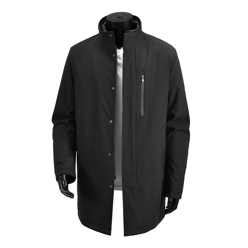 

Осень-зима мужские ветровки средней длины модные мужские теплые стеганые куртки из искусственной кожи из двух частей формальные мужские деловые плащи