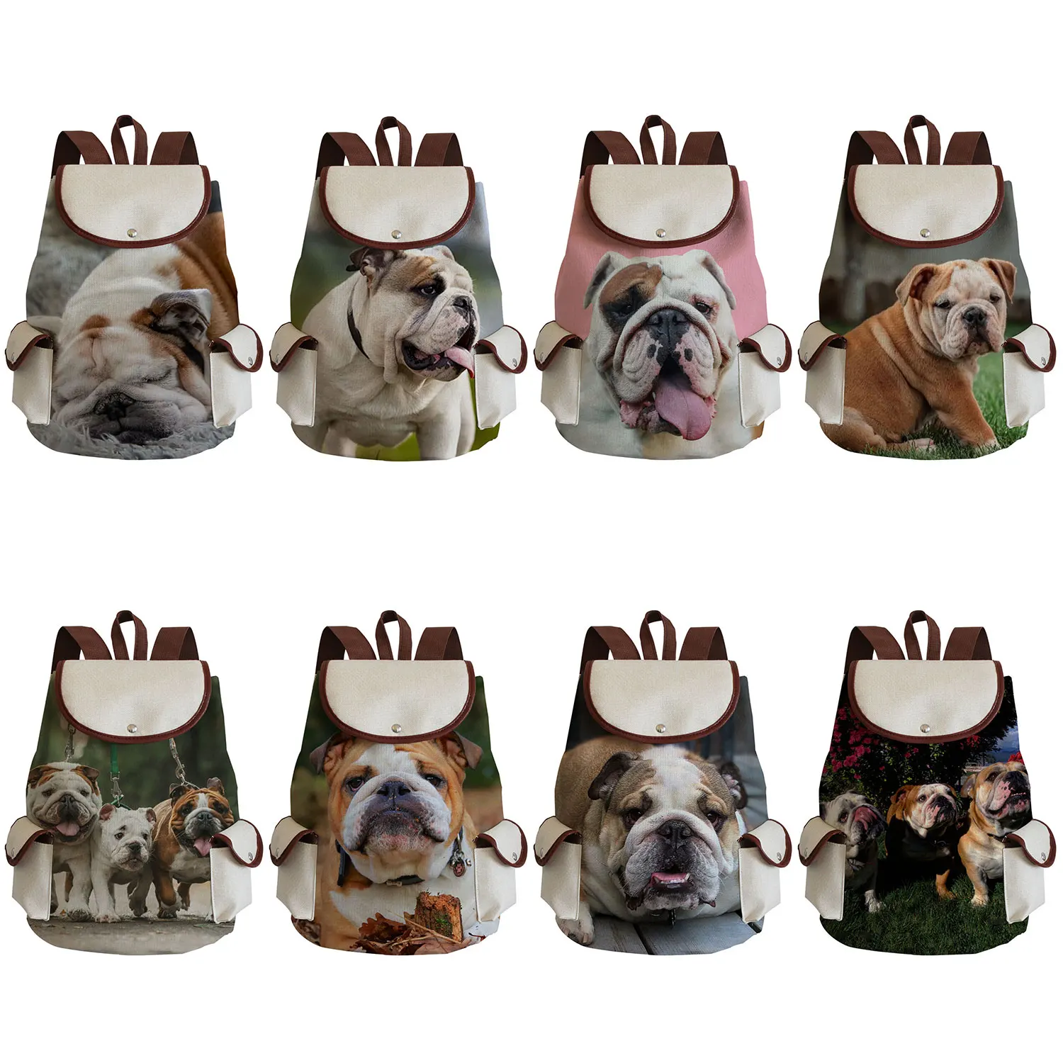 British Bulldogs Printed The Backpack Child Girls School Backpack Portable Daily High Capacity Dog Animal Youth Women Backpack