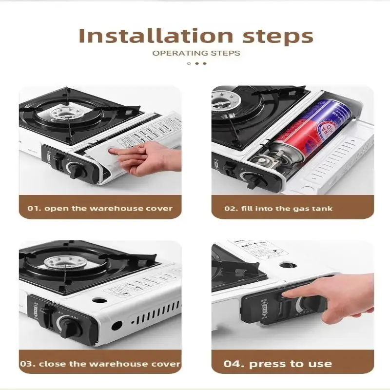 Tragbarer Outdoor-Kassettenofen, Butan-Gasherd für Hot Pot, Grillen, Camping, Kochen, leicht, kompaktes Design, tragbarer Gasherd
