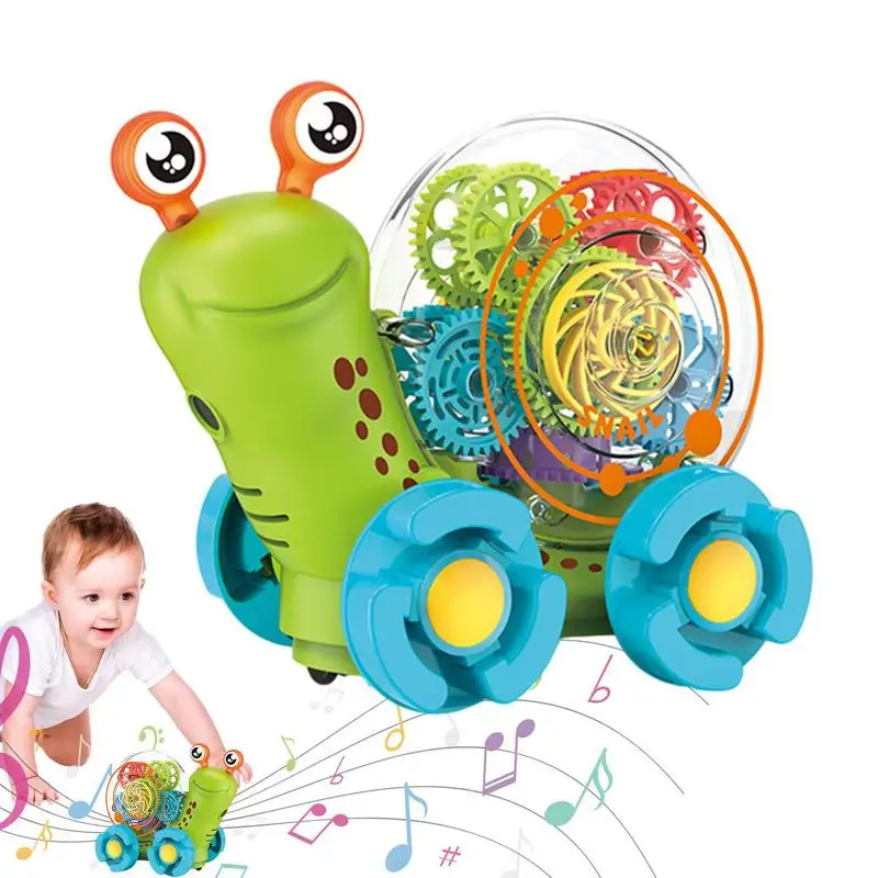 

Gear Snail Interactive Musical Light Up Crawling Snail Toy Automatically Change Direction Battery Operated Bump & Go Action