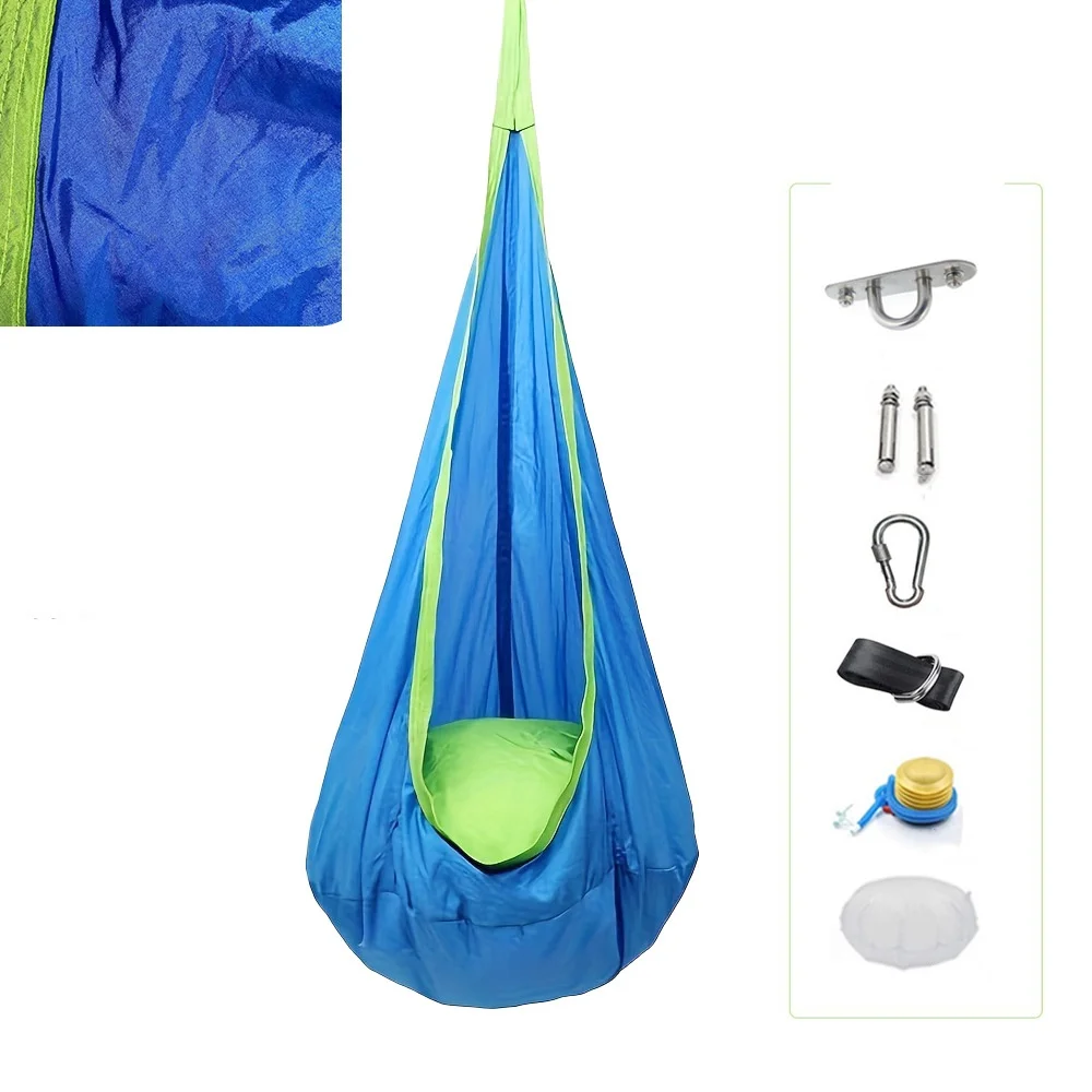 Assento de balanço infantil com luz LED Cadeira de balanço sensorial infantil Cadeira de rede de terapia interna e externa com kit de cabide para TDAH