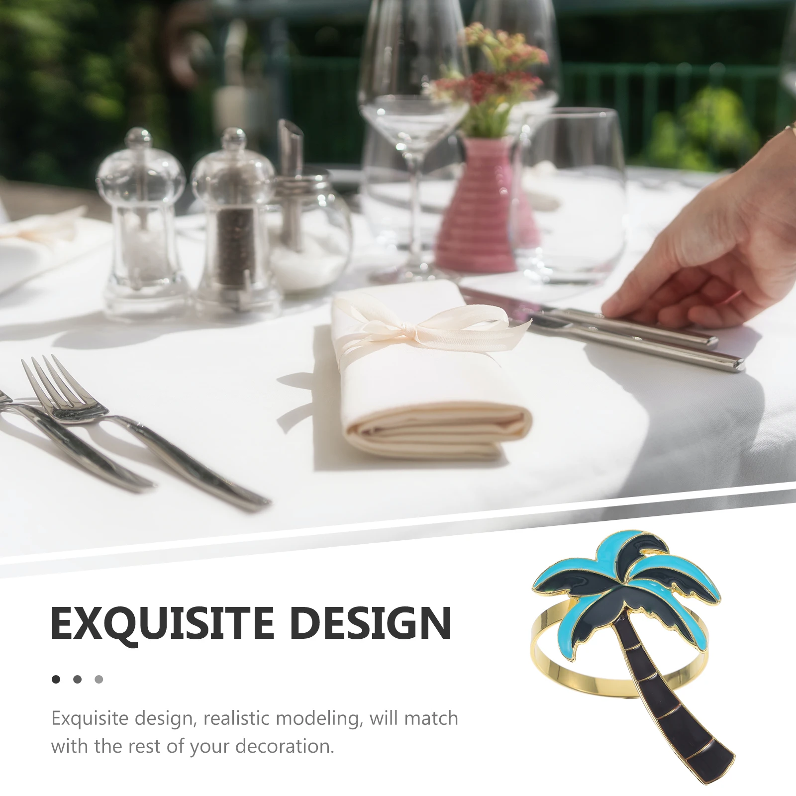 

4Pcs Coconut Tree Napkin Rings Realistic Modeling Table Accessories for Banquets Parties Hotels Napkin Ring