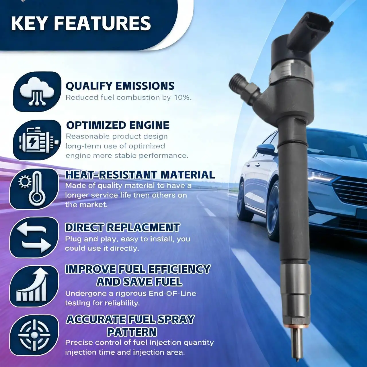 0445110251 30637375 30731567 30750282 30750283 0986435125 Fuel Injector for Volvo S60 V70 XC70 XC90 2.4L D5 D5244T4 Engine