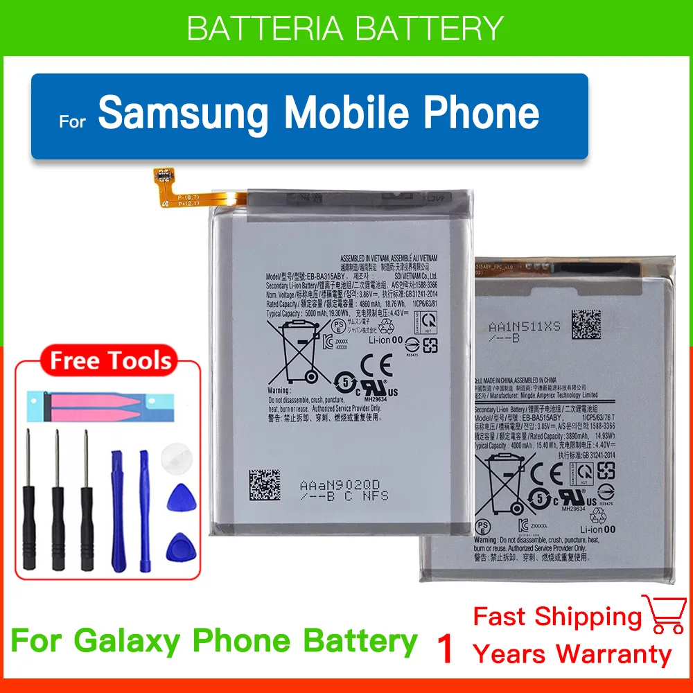 

Battery For Samsung Galaxy A30 A30S A40 A42 A50 A51 A60 A70 A71 A72 A80 A90 A10E A20 A20E A21S A7 A8 A9 A9S A10 A11 A12 + Tools
