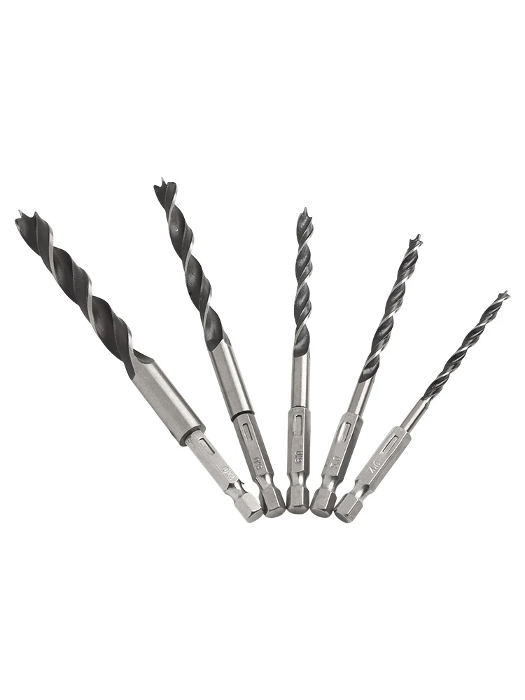 New Arrival Drill Bits Tri-point Drill Woodworking Tools /10mm /6mm /8mm 4mm 5 Piece Set Three Point Woodworking Drill