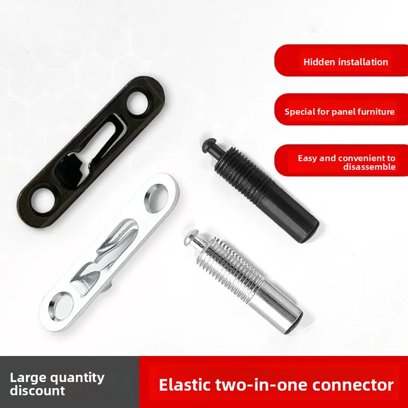 Hidden No Drill Shelf Support Buckle, Spring Push-in Cabinet Wardrobe Connector Furniture Fitting