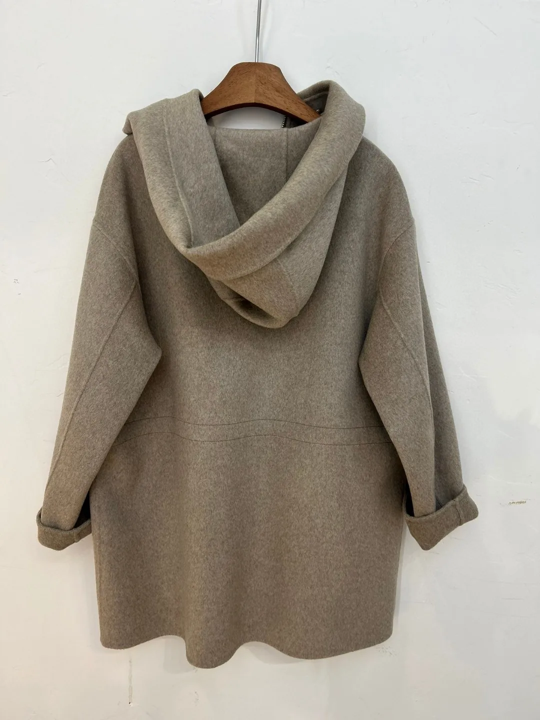 Damen Herbst Winter 2024 l * p Kapuze Kaschmir Wolle Mantel Haferflocken Reiß verschluss Midi Jacke Mantel