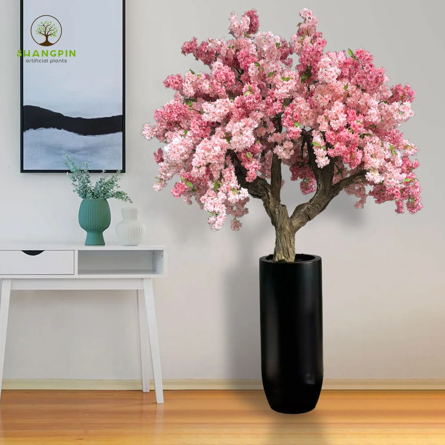 100% Handmade DIY 2*2 Meters Artificial Cherry Blossom Bonsai Sakura Tree Indoor Home Living Room Decor Plastic Material