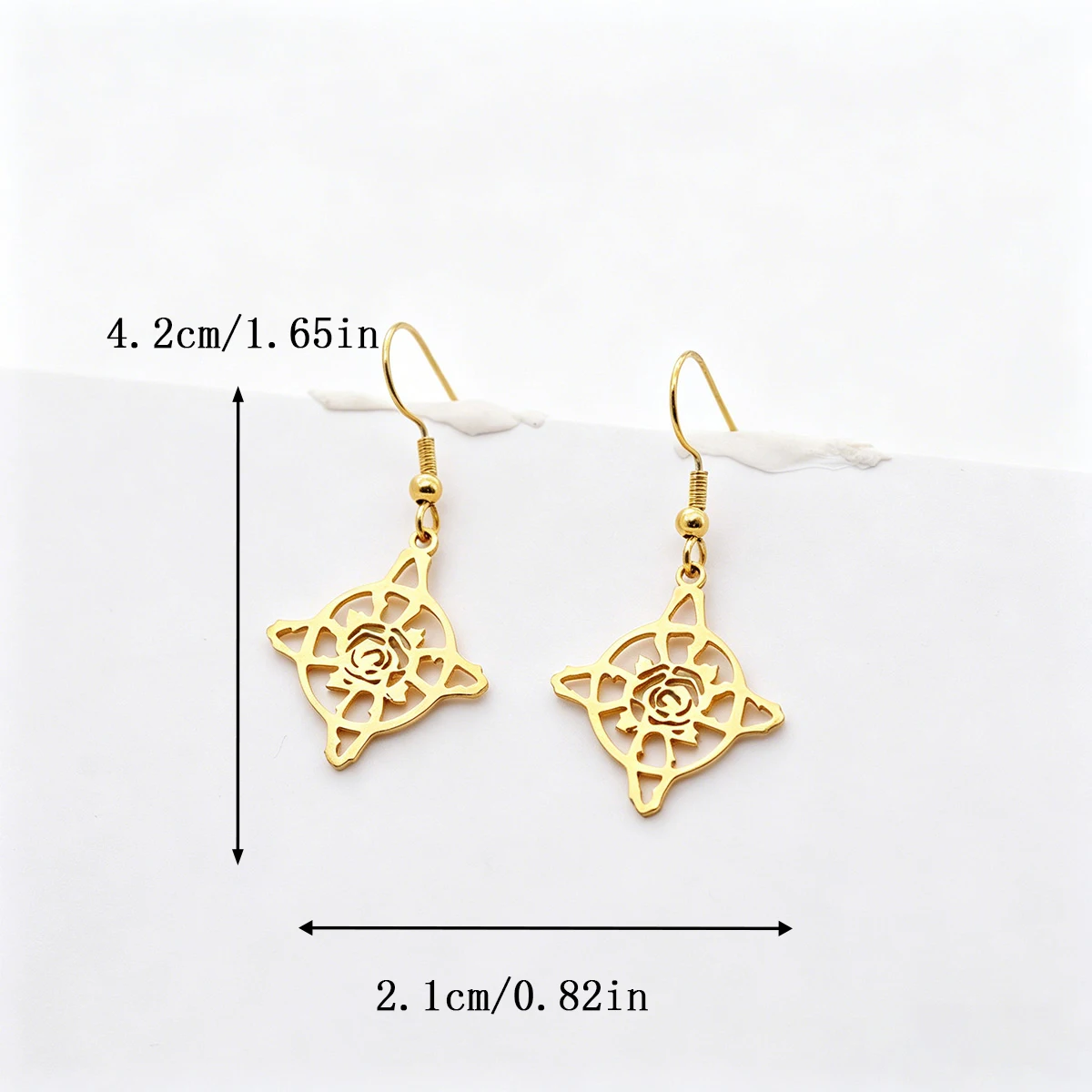 Kinitial Witch Knot Rose Pendants Drop Earrings For Women Stainless Steel Celtic Knot Protector Amulet Flower Jewelry Gifts