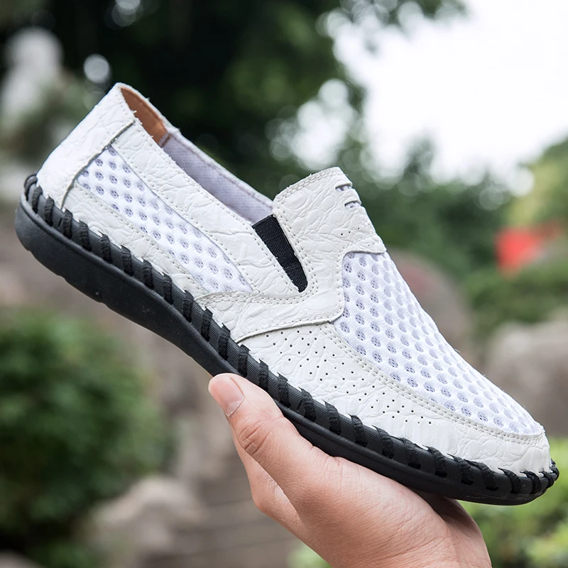 Summer Casual Shoes For Men Breathable Mesh Men Loafers Slip On Outdoor Men Sneakers Handmade Flats Walking Footwear