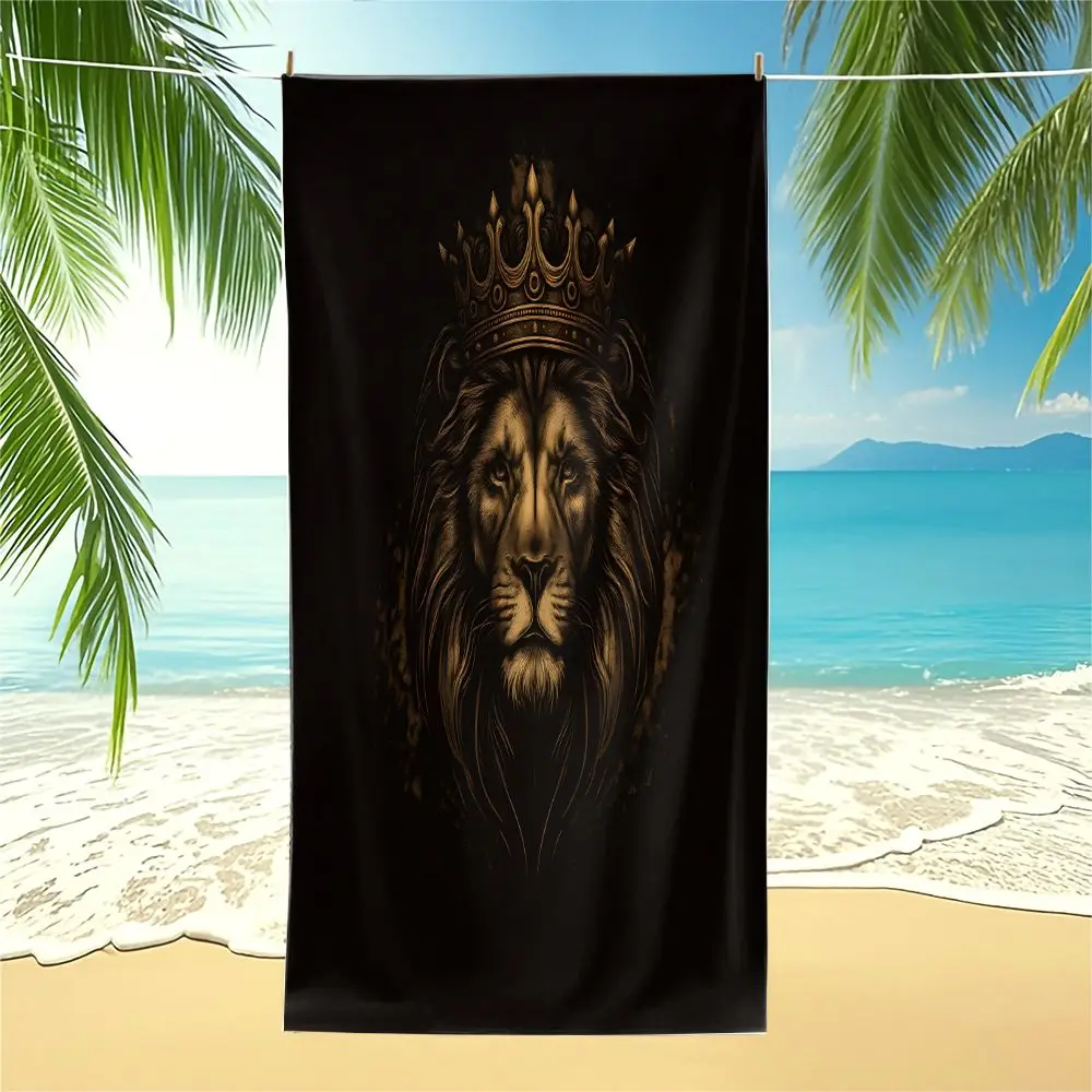 Toalla de playa con estampado del Rey León, toalla de baño de microfibra extragrande, suave, absorbente, de secado rápido, para piscina, viajes, yoga, gimnasio, regalo