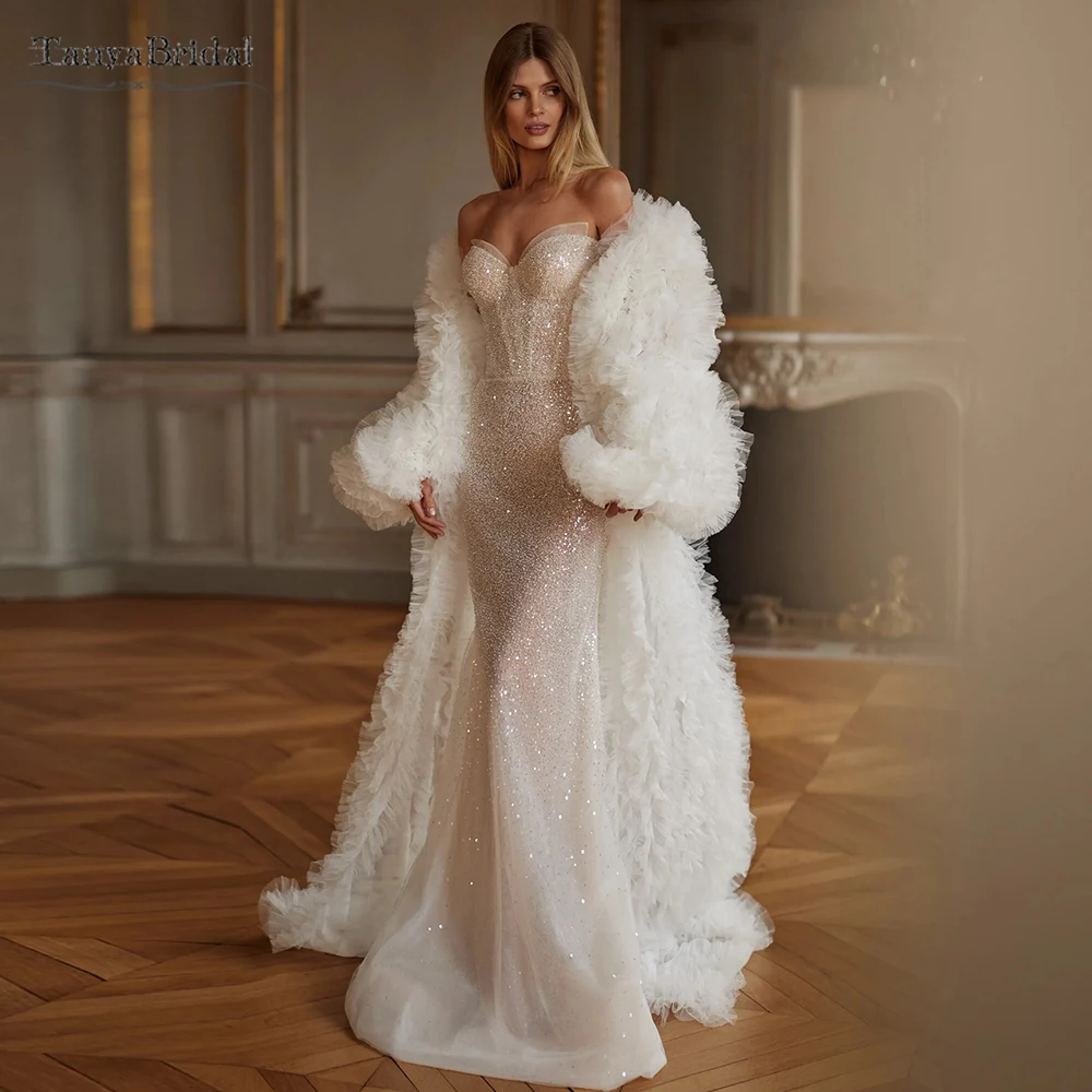 

Luxury Tulle Wedding Cape With Long sleeve ,elegant Bridal Jacket ,women Evening coat chic DJ485