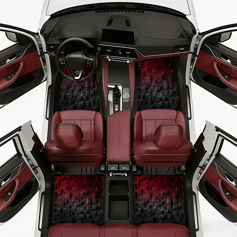 2pcs/4pcs Stylish Printed Car Floor Mats - Durable Polyester Floor Mats That Are Safe And Practical, Making Them An Ideal Gift C